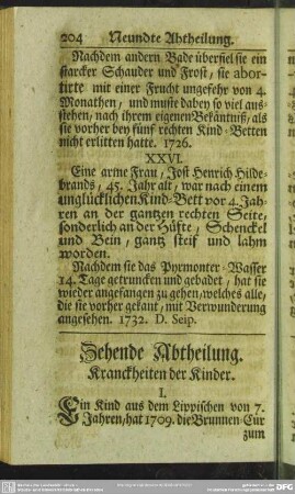 Zehende Abtheilung. Kranckheiten der Kinder
