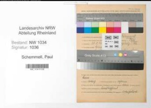 Entnazifizierung Paul Schemmell , geb. 25.08.1904 (Oberstleutnant)