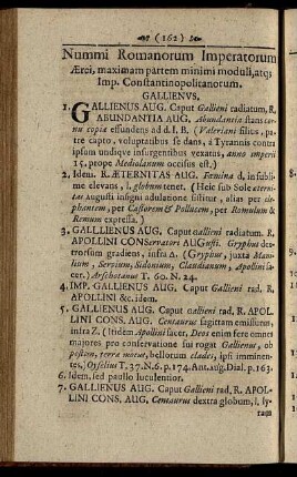 Nummi Romanorum Imperatorum Ærei, mamximam partem minimi moduli, ...