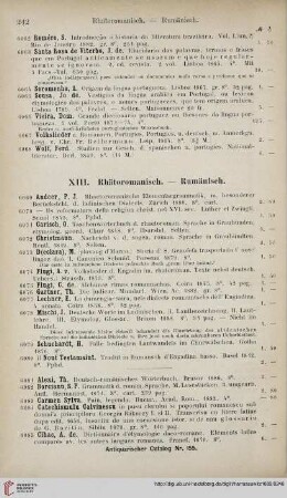 XIII. Rhätoromanisch. - Rumänisch (Nr. 6069 - 6409)