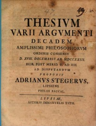 Thesium varii argumenti decas