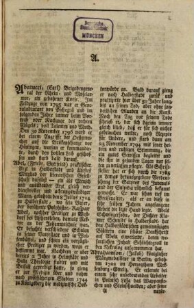 Allgemeines Historisches Handwörterbuch aller merkwürdigen Personen, die in dem lezten Jahrzehend des achtzehnten Jahrhunderts gestorben sind