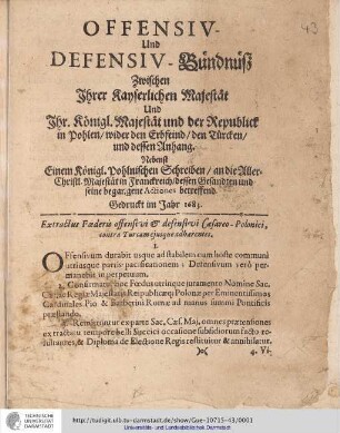 Extractus Faederis offensivi & defensivi Casareo-Polonici ...