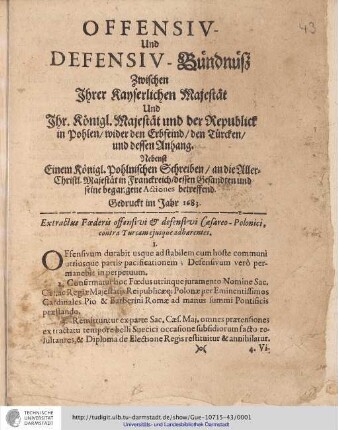 Extractus Faederis offensivi & defensivi Casareo-Polonici ...