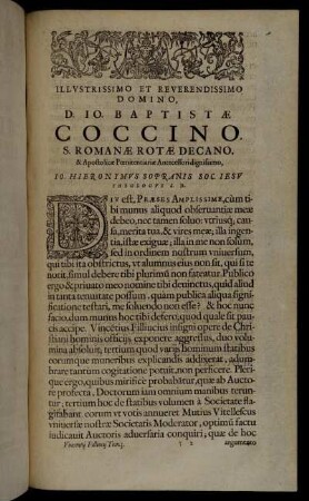 Illustrissimo Et Reverendissimo Domino. D. Io. Baptistæ Coccino [...]
