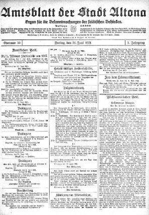 Nummer 30 : Freitag, den 24. Juni 1921