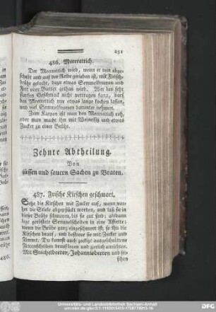 Zehnte Abtheilung. Von süssen und sauern Sachen zu Braten.