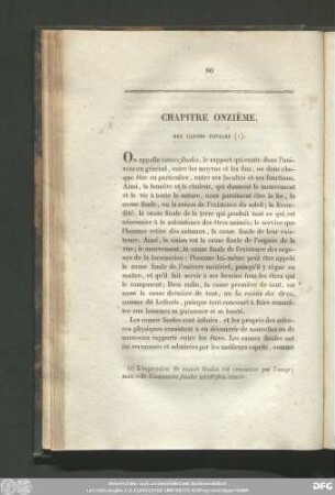 Chapitre Onzième. Des Causes Finales.