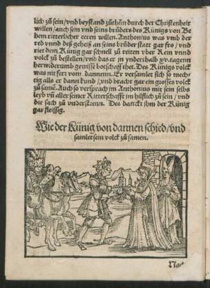 Wie der Künig von dannen schied/ und samlet sein volck zu samen.