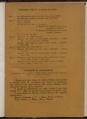 Pubblicazioni della R. Accademia dei Lincei