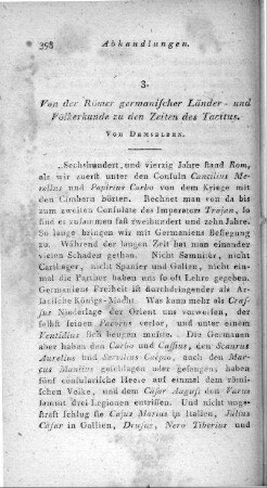 Von der Römer germanischen Länder- und Völkerkunde zu den Zeiten des Tacitus / von [Prof. Rommel]