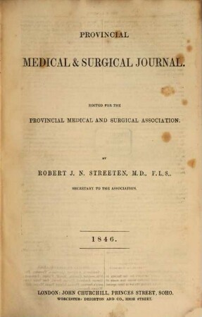 Provincial medical and surgical journal, 1846