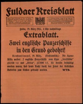 Dritte Ausgabe vom Freitag, den 19. März 1915.