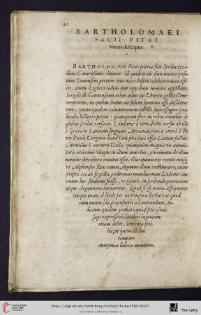 Bartholomaei facii vitae brevis descriptio