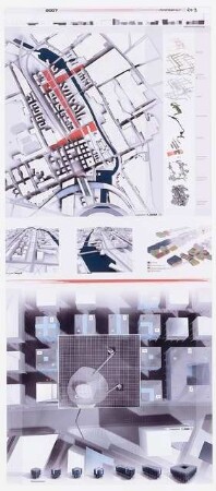 Überdachter Stadtplatz und Innovationszentrum am Hauptbahnhof, Berlin Schinkelwettbewerb 2007: Lageplan 1:3333, 1:500, perspektivische Ansichten, Strukturpläne
