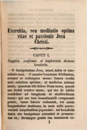 De vita et passione salvatoris nostri Jesu Christi piissima exercitia