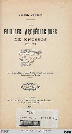Les fouilles archéologiques de Knossos (Crète)