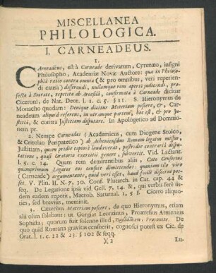 Miscellanea Philologica.