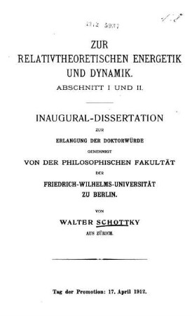 Zur relativtheoretischen Energetik und Dynamik