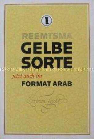 Werbeaufsteller für "Reemtsma Gelbe Sorte"-Zigaretten