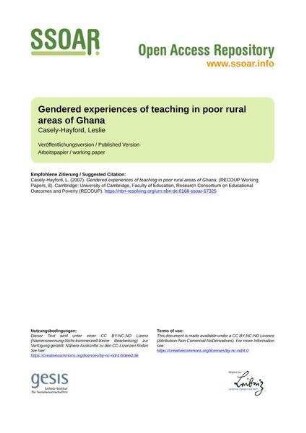 Gendered experiences of teaching in poor rural areas of Ghana