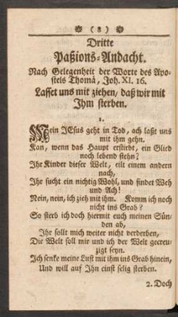 Dritte Paßions-Andacht.