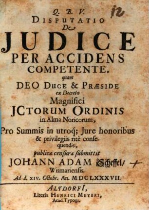 Disputatio De Judice Per Accidens Competente