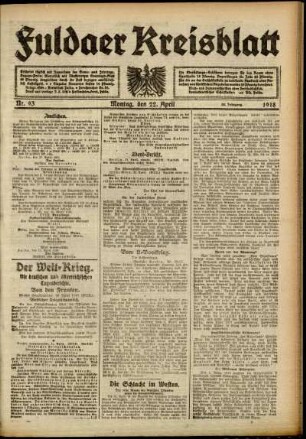 Ausgabe vom Montag, den 22. April 1918.