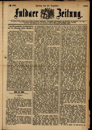 Ausgabe vom Freitag, den 28. Dezember 1888.