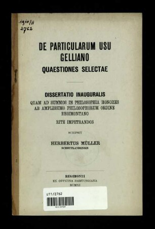 De particularum usu Gelliano quaestiones selectae
