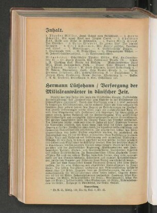 Hermann Lütjohann / Versorgung der Militäranwärter in dänischer Zeit