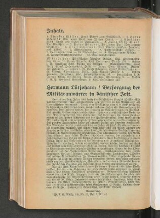 Hermann Lütjohann / Versorgung der Militäranwärter in dänischer Zeit