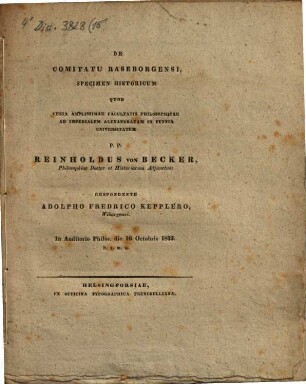 De comitatu Raseborgensi specimen historicum
