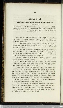 Dritter Brief. Praktische Kennzeichen für den Stärkegehalt der Kartoffeln