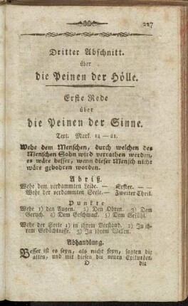 Erste Rede über die Peinen der Sinne.