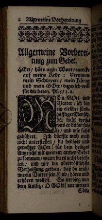 Allgemeine Vorbereitung zum Gebet. - Tägliche Fürbitte.
