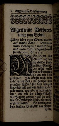 Allgemeine Vorbereitung zum Gebet. - Tägliche Fürbitte.