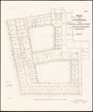 Preußisches Kultusministerium, Berlin Erweiterungsbau. Geschäftsgebäude für das Ministerium der geistlichen, Unterrichts- und Medizinalangelegenheiten: Grundriss Erdgeschoss 1:100