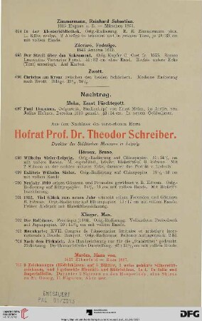 Hofrat Prof. Dr. Theodor Schreiber (Nr. 698-705)