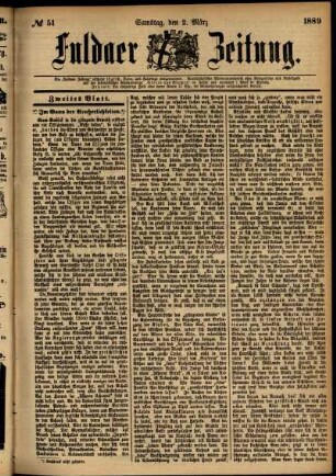 Ausgabe vom Samstag, den 02. März 1889.