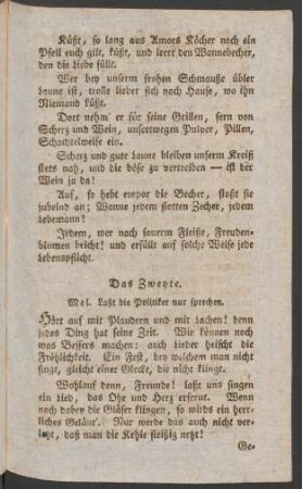 Das Zweyte. Mel. Laßt die Politiker nur sprechen.