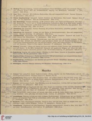 Majolika (Nr. 33-46)