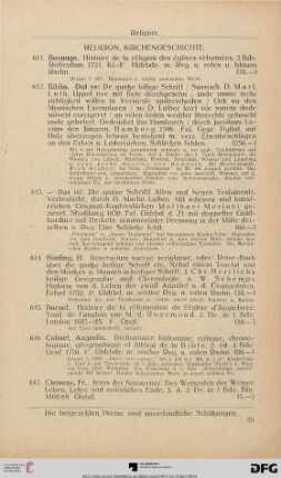 Religion, Kirchengeschichte (Nr. 611-626)