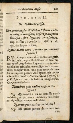 107-115, Punctum II. De Auditione Missae.