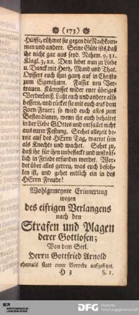 Wohlgemeynte Erinnerung wegen des eifrigen Verlangens [...].