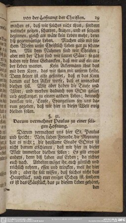 §. 32. Darum vermahnet Paulus zu einer seligen Hofnung