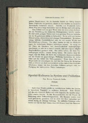 Spezial-Kulturen in Syrien und Palästina.