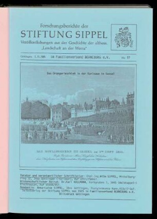 Forschungsberichte der Stiftung Sippel, Göttingen am 1.11.1985, Nr. 27