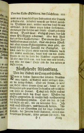 Fünffzehende Abhandlung. Von der Gedult im Creuz und Leiden
