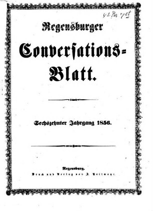 Regensburger Conversations-Blatt. 1856